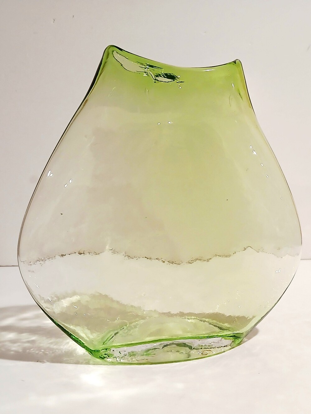 Vintage Green Blown Glass Decorative Vase
